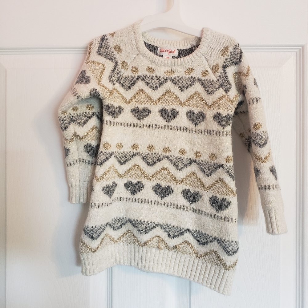 Cute heart fairesisle toddler sweater dress